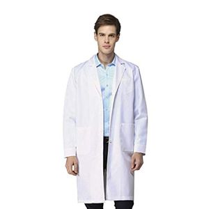 NAJZYBA Blouse Blanche Chimie Lycee Coton laboratoire Blouse Medicale blanc manches longues Blouse medicale femme/homme convient (FR/ES, Alpha/lett...