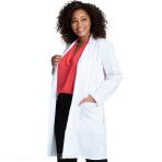 37-Inch Center Back Length White Lab Coat – Project Lab Collection by Cherokee – Knit Details, Side Access Slits