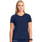 Mock Wrap Top in Navy - Infinity - Polyester & Spandex Poplin