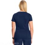 Mock Wrap Top in Navy - Infinity - Polyester & Spandex Poplin