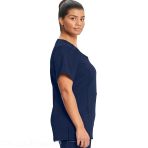 Round Neck Top in Navy - Moisture Wicking - Wrinkle-Resistant - Easy Care - 360° Stretch