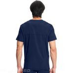 Men's Round Neck Top in Navy - Knit Details, Rib-knit Details, Front Shoulder Yoke