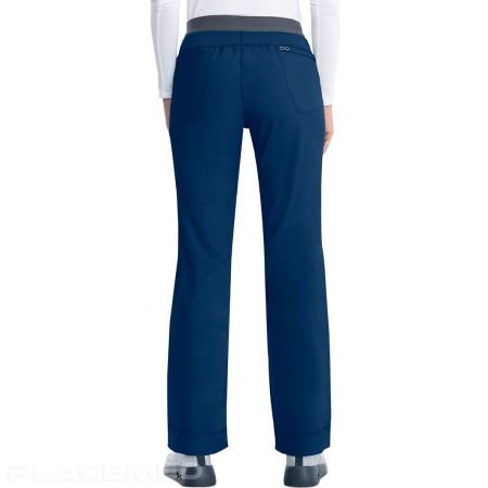 Slim Pull-On Pant in Navy - Elastic Waist - Features : Knit Details, Side vents - Slim Straight, 17