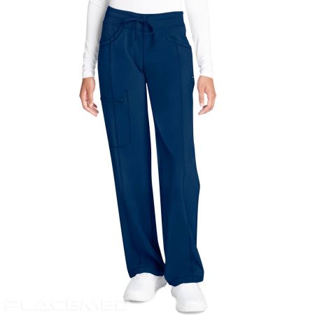 Navy Blue Straight-Leg Pants with a Drawstring Waist – Low-Rise – 4 Pockets