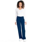 Navy Blue Straight-Leg Pants with a Drawstring Waist – Low-Rise – 4 Pockets