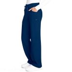 Navy Blue Straight-Leg Pants with a Drawstring Waist – Low-Rise – 4 Pockets