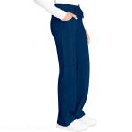 Navy Blue Straight-Leg Pants with a Drawstring Waist – Low-Rise – 4 Pockets