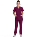 Dickies Wrap-Effect Tunic For Women – Modern Fit With A Cell Phone Pocket - Wine