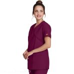 Dickies Wrap-Effect Tunic For Women – Modern Fit With A Cell Phone Pocket - Wine