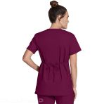 Dickies Wrap-Effect Tunic For Women – Modern Fit With A Cell Phone Pocket - Wine