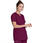 Dickies Wrap-Effect Tunic For Women – Modern Fit With A Cell Phone Pocket - Wine