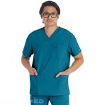 Men's Medical Tunic With V-Neck - Dickies Brand - 2 Side Slits - 4 Practical Pockets - Navy V 10161