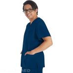 Men's Medical Tunic With V-Neck - Dickies Brand - 2 Side Slits - 4 Practical Pockets - Navy