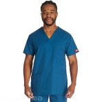 Men's Medical V-Neck Tunic – Dickies – Stretchable Inner Pocket – Side Vents - Navy V 10174