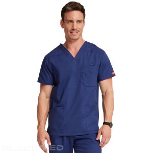 Men's Medical V-Neck Tunic – Dickies – Stretchable Inner Pocket – Side Vents