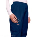 Pantalon Médical Cargo Taille Élastiquée Entrejambes Fuselées Montée Naturelle 4 Poches Conçu En Polyester Et Popeline De Coton Marque Cherokee - Bleu Marine