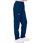 Pantalon Médical Cargo Taille Élastiquée Entrejambes Fuselées Montée Naturelle 4 Poches Conçu En Polyester Et Popeline De Coton Marque Cherokee - Bleu Marine