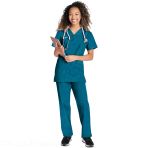 Unisex Tunic and Pants Set - Relaxed and Comfortable Fit - Cherokee Brand - Caribbean Blue