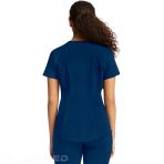 Tunique Cherokee À Col En V Pour Femme Douce Bien Ajustée Avec Maille Respirante Fentes Latérales Détails En Tricot Et Ourlet Type Shirttail - Bleu Marine