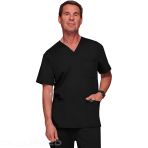 Men's V-Neck Tunic Ultra Soft Breathable And Easy Care 3 Pockets And Side Vents - Black