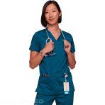 Cherokee Nurse Tunic - V-Neck Stretch Medical Top for Comfort and Durability - Bleu Marine V 6278