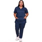 Cherokee Nurse Tunic - V-Neck Stretch Medical Top for Comfort and Durability - Bleu Marine