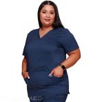 Cherokee Nurse Tunic - V-Neck Stretch Medical Top for Comfort and Durability - Navy