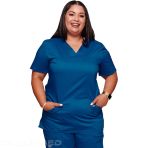 Cherokee Nurse Tunic - V-Neck Stretch Medical Top for Comfort and Durability - Bleu Marine V 6282