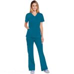 Cherokee Women's V-Neck Hospital Tunic with 3 Pockets - Ultra Soft and Breathable - Caribbean Blue