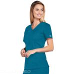 Cherokee Women's V-Neck Hospital Tunic with 3 Pockets - Ultra Soft and Breathable - Caribbean Blue