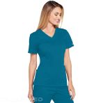 Cherokee Women's V-Neck Hospital Tunic with 3 Pockets - Ultra Soft and Breathable - Caribbean Blue