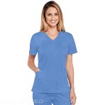 Cherokee Women's V-Neck Hospital Tunic with 3 Pockets - Ultra Soft and Breathable - Caribbean Blue V 6299