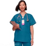 Cherokee Unisex V-Neck 3 Pockets Medical Top for Healthcare Professionals - Navy V 6287