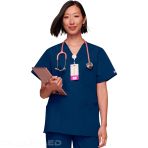 Cherokee Unisex V-Neck 3 Pockets Medical Top for Healthcare Professionals - Navy