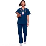 Cherokee Unisex V-Neck 3 Pockets Medical Top for Healthcare Professionals - Navy