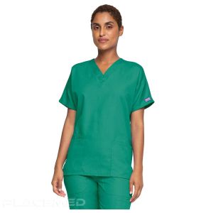 Women's V-neck medical tunic - Polyester and cotton poplin - Comfortable