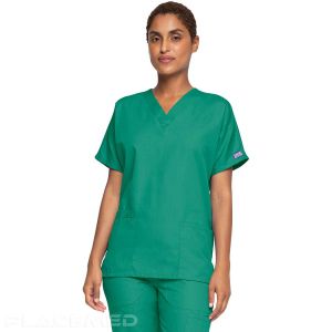 Women's V-neck medical tunic - Polyester and cotton poplin - Comfortable