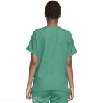 Women's V-neck medical tunic - Polyester and cotton poplin - Comfortable - Surgical Green