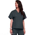 Unisex Nursing Tunic - V-neck Top by Cherokee, Durable and Resistant - Pewter