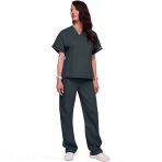 Tunique Unisexe pour Infirmiers - Top de marque Cherokée en Col V, Durable et Résistant - Gris étain