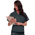 Unisex Nursing Tunic - V-neck Top by Cherokee, Durable and Resistant - Pewter