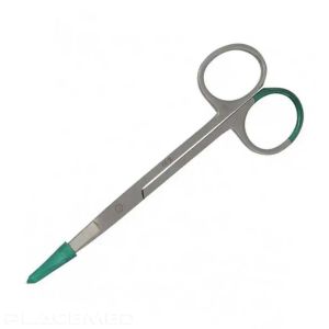 Sterile Straight Sharp Scissors in Stainless Steel UU with Plastic Loops - Box of 100