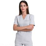 Unisex Nurse Tunic Creyconfe BELFAST - Short Sleeves V-neck - Gray