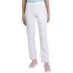 Pantalon Infirmière Coupe Slim Fit Elastiqué - Creyconfé Santander en Microfibre Anti-taches et Antibactérienne - Blanc