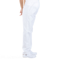 White Maternity Pants for Nurses - Creyconfé TERUEL Adjustable Elastic Waistband with Button