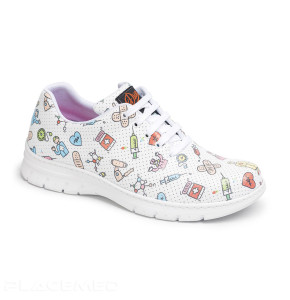 Anti-Slip Nurse Sneakers - Tennis Dian ALTEA Stamped and Perforated Model - Lace Closure