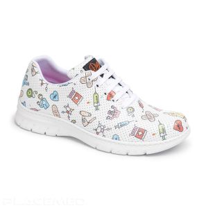 Anti-Slip Nurse Sneakers - Tennis Dian ALTEA Stamped and Perforated Model - Lace Closure