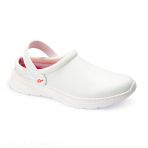 Anti-Slip Hospital Clog in Microfiber - Dian JAVEA Model - Straight Shape with Rounded Toe - White