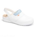 Feminine Breathable and Non-slip Medical Clog - MAR model with Wedge Heel - White/Fuchsia V 5931