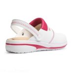 Feminine Breathable and Non-slip Medical Clog - MAR model with Wedge Heel - White/Fuchsia